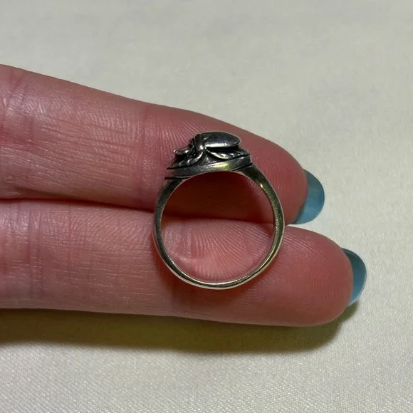 Vtg Sterling Scarab Ring Hand Carved Egyptian Revival - Picture 6 of 8